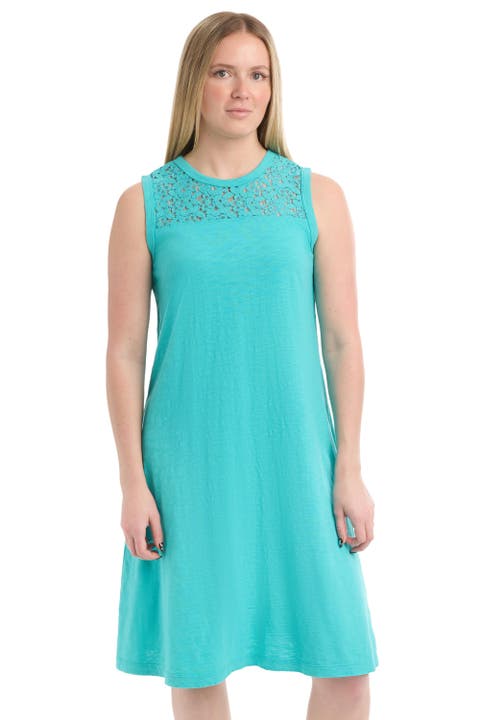 Sleeveless Lace Yoke Dress