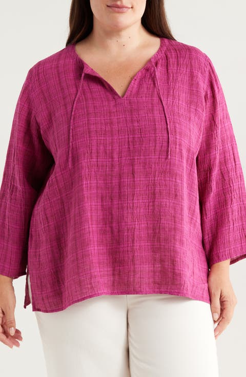 Split Neck Organic Linen Top