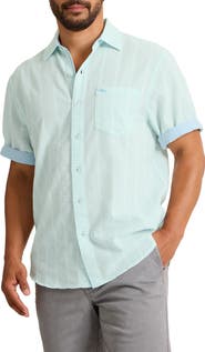 Tommy Bahama Nova Wave Short Sleeve Stretch Seersucker Button-Up Shirt