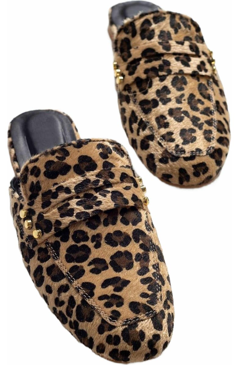 Forever & Always Shoes Eleonora Leopard Print Leather Clogs, Main, color,