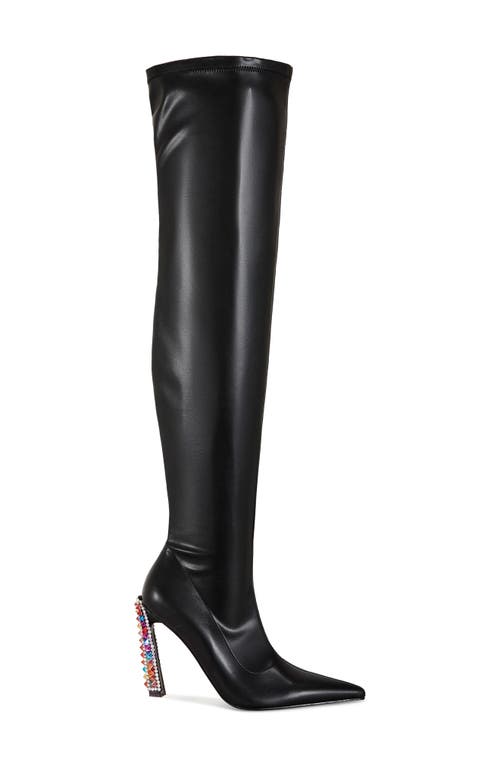 Azalea Wang Cosmic Bling Over The Knee Boot In Black