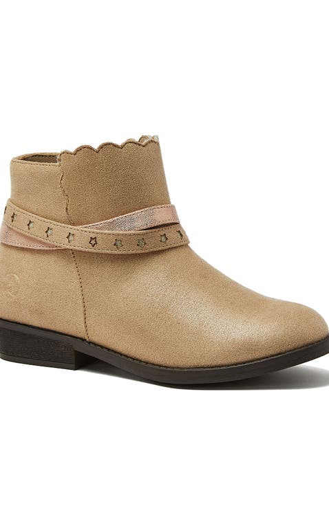 Girls Shimmer Zip Up Western Booties