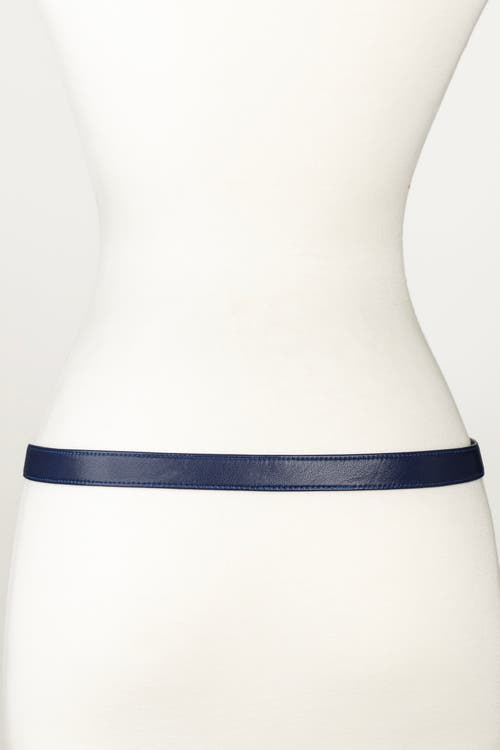 Raina Belts Harvey Horse Clasp Leather Belt In Blue