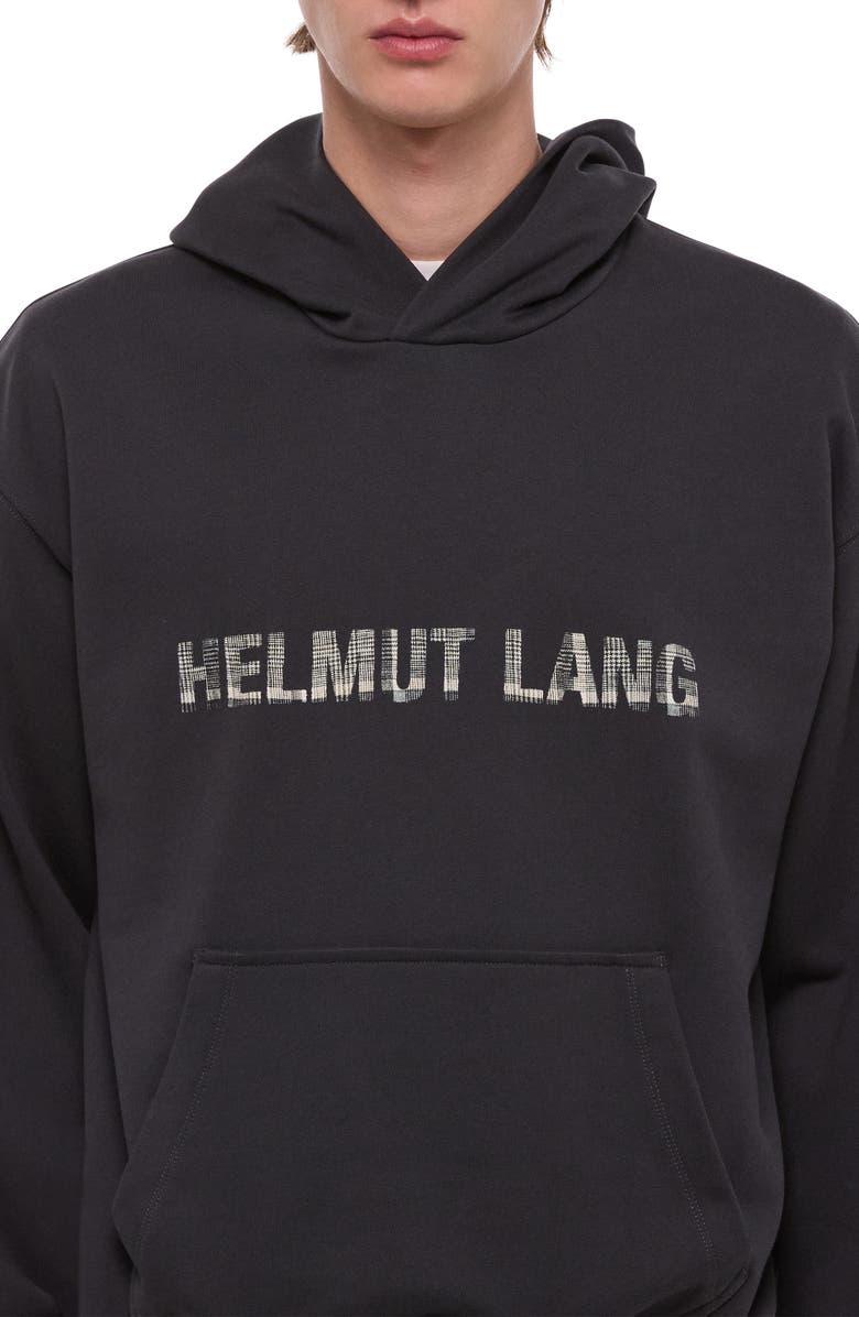 Helmut Lang Graphic Plaid Check Logo Hoodie, Alternate, color, Vintage Black