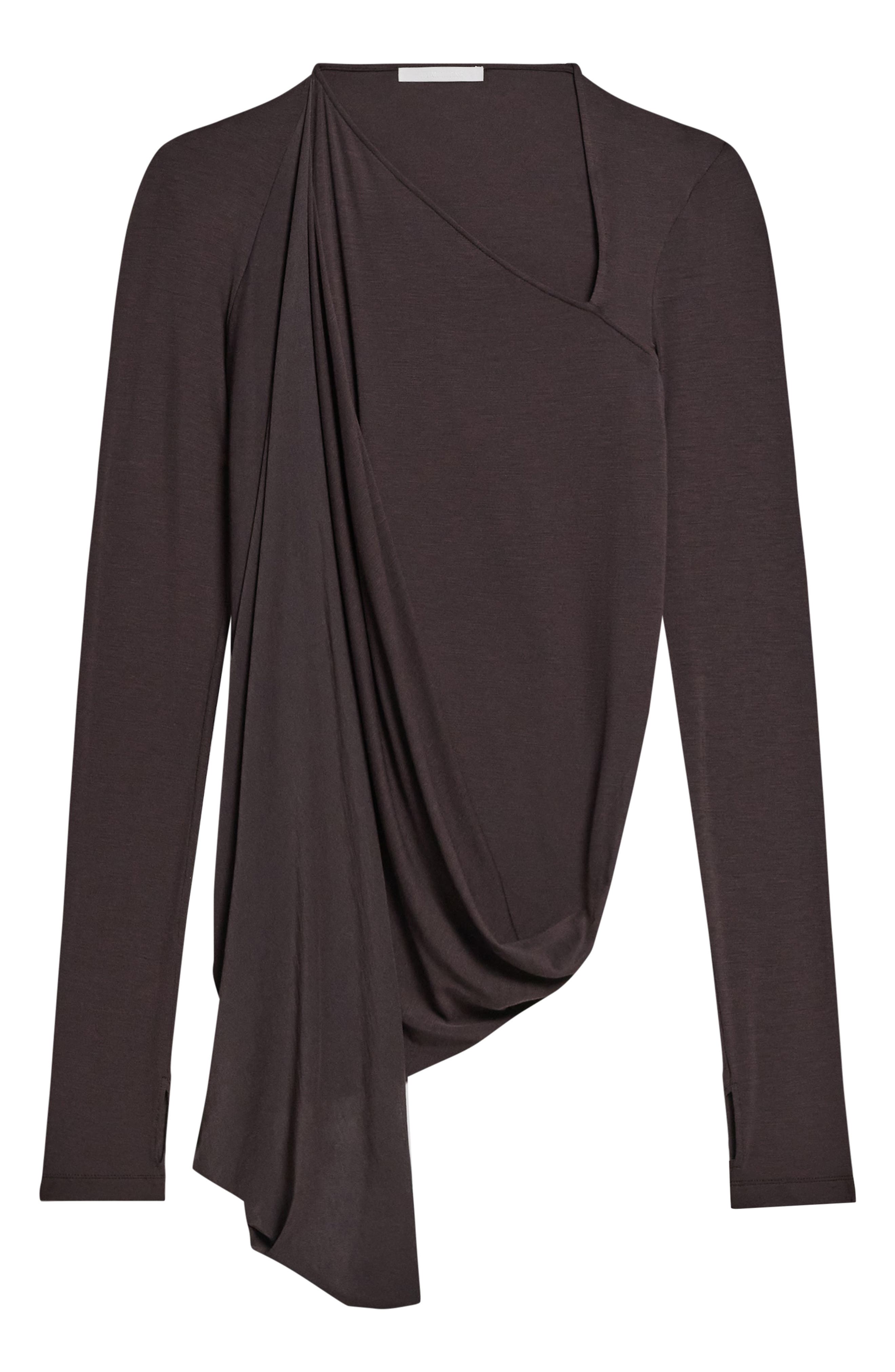 Helmut Lang Asymmetric Faux Wrap Long Sleeve Shirt (Women 