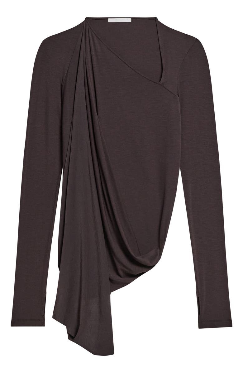 Helmut Lang Asymmetric Faux Wrap Long Sleeve Shirt, Alternate, color, Dark Roast