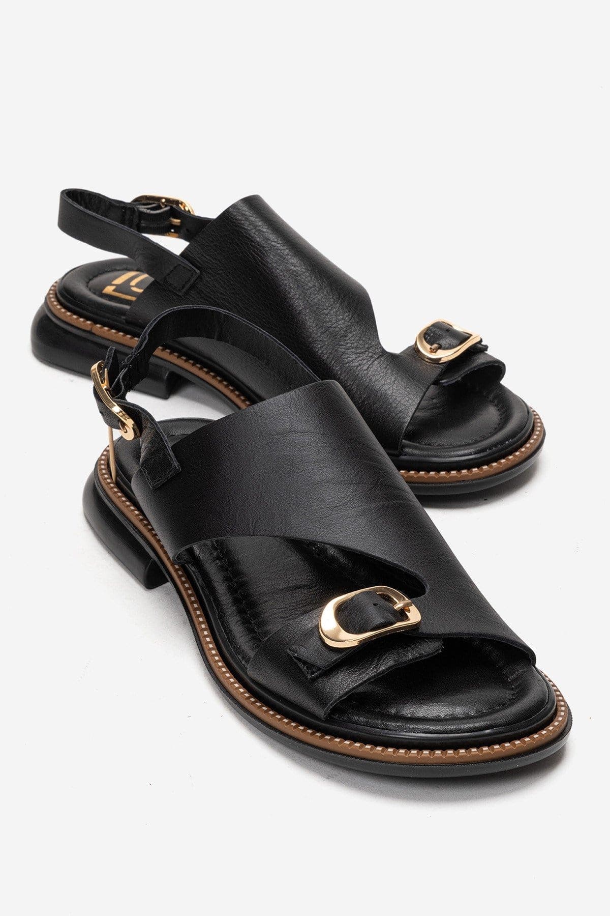 Forever & Always Shoes Cruel Leather Sandal, Main, color, Black