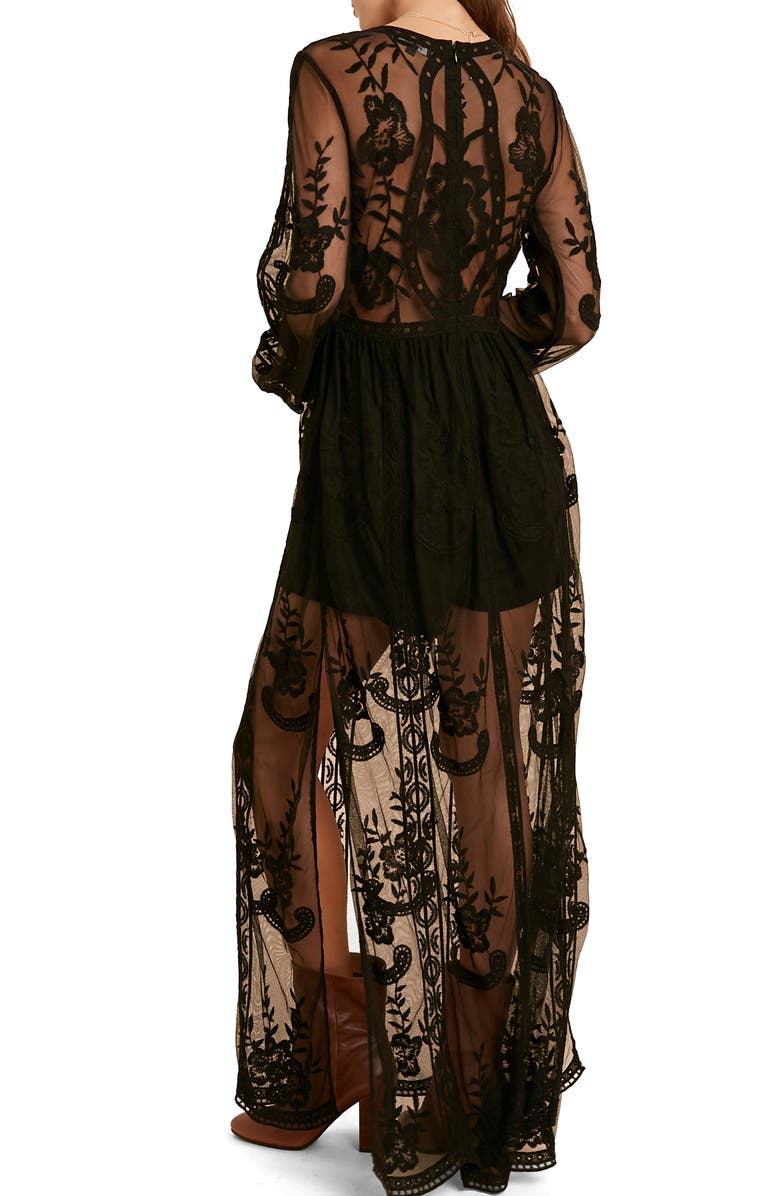 Floral Embroidered Long Sleeve Maxi Dress