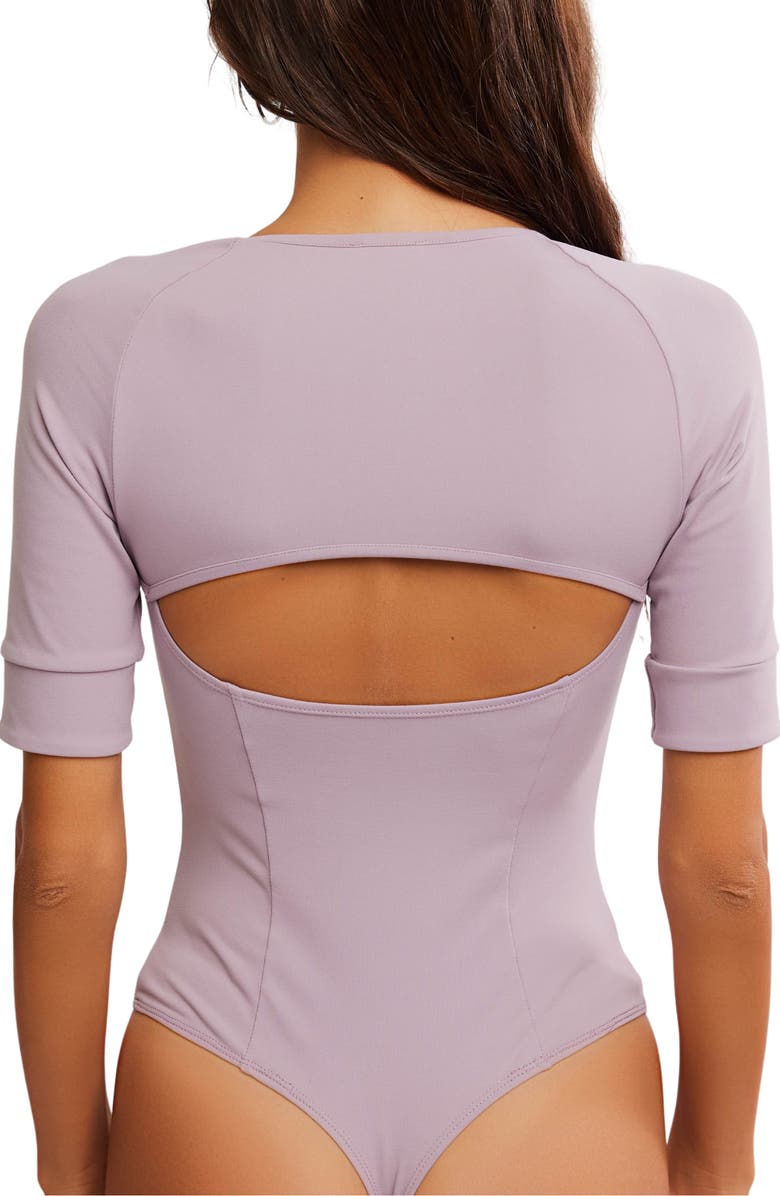 Free People Everly Square Neck Bodysuit, Alternate, color, Sea Fog