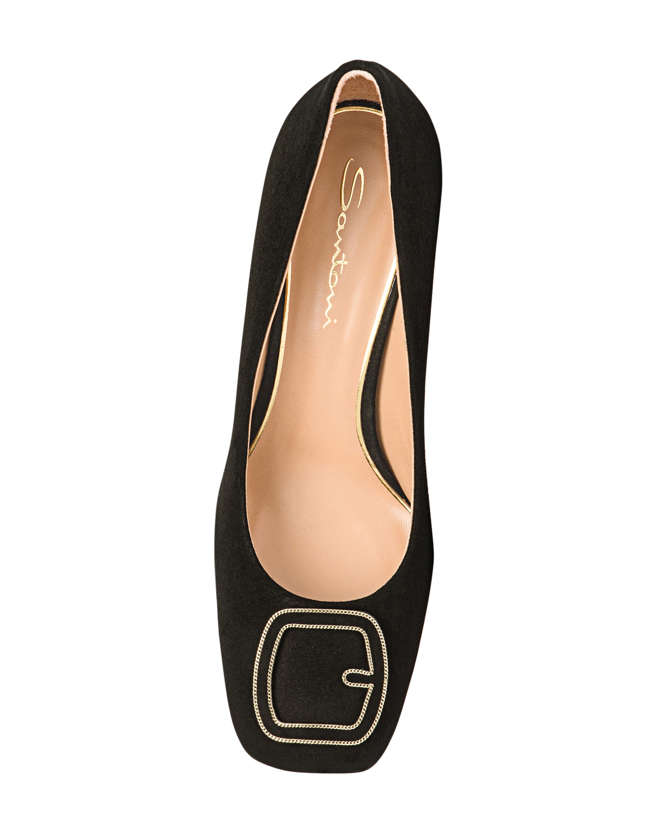 Santoni Suede High-Heel Pump, Alternate, color, Black
