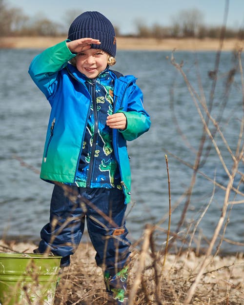 DEUX PAR DEUX DEUX PAR DEUX LITTLE BOY'S 3-IN-1 MID-SEASON OUTERWEAR SET ROYAL BLUE AND GREEN GRADIENT
