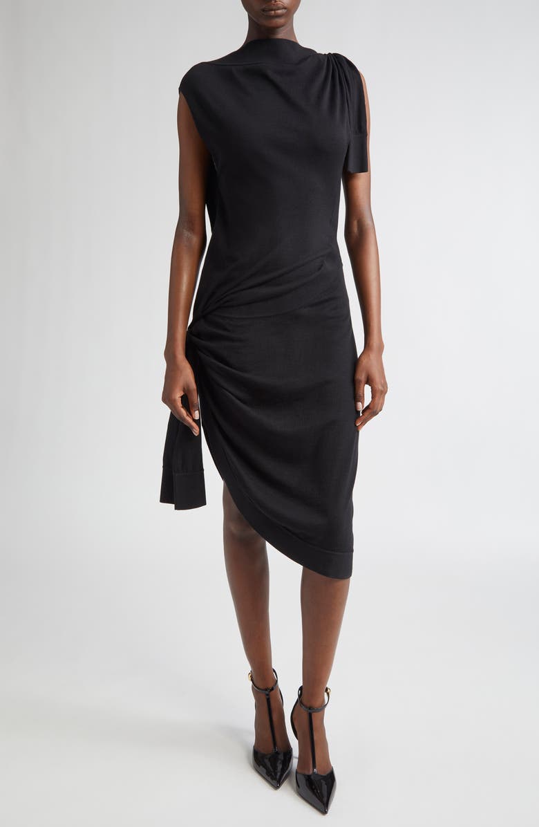 FERRAGAMO Asymmetric Knit Dress, Main, color,