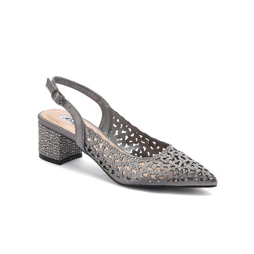 Lady Couture Rhinestone Block Heel Slingbackpump In Gray