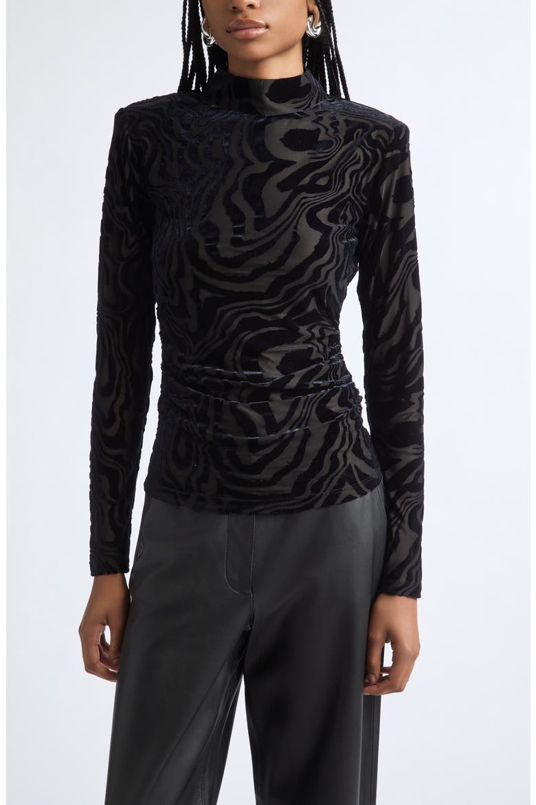 Annabelle Burnout Mock Neck Top, Main, color, BLACK SWIRL