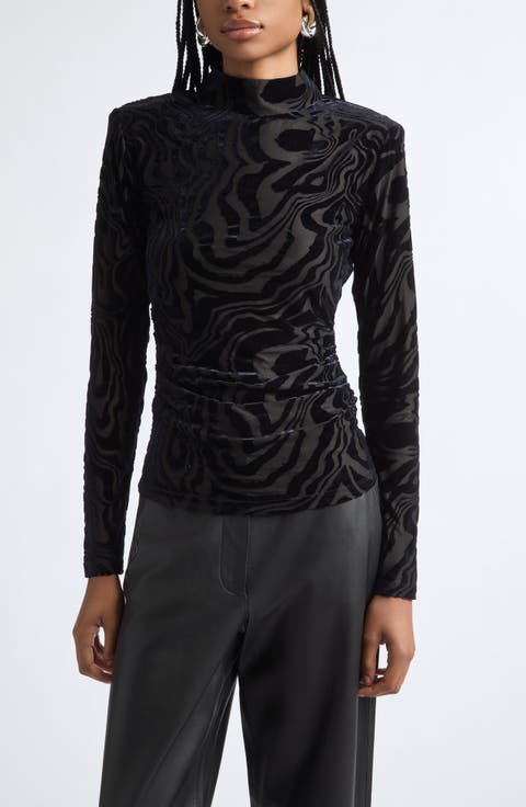 Annabelle Burnout Mock Neck Top