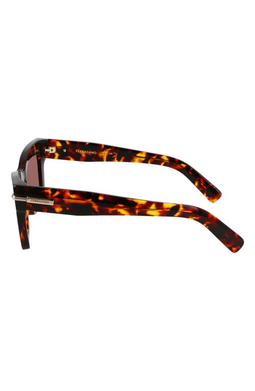 Ferragamo Prisma 52mm Modified Rectangular Sunglasses In Dark Tortoise