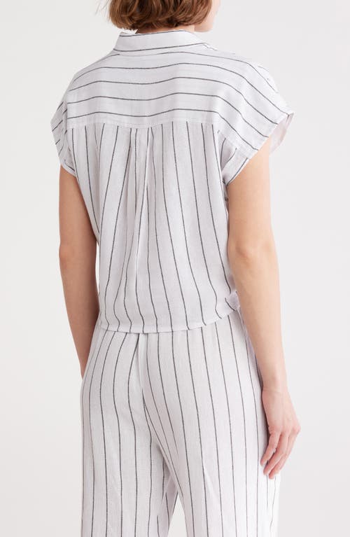 Ellen Tracy Tie Hem Button Front Top In White