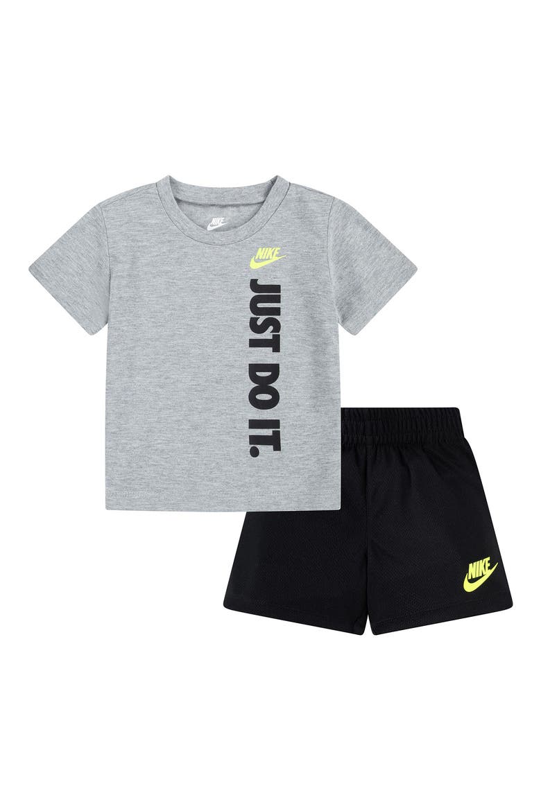 Logo Graphic T-Shirt & Shorts Set, Main, color, BLACK