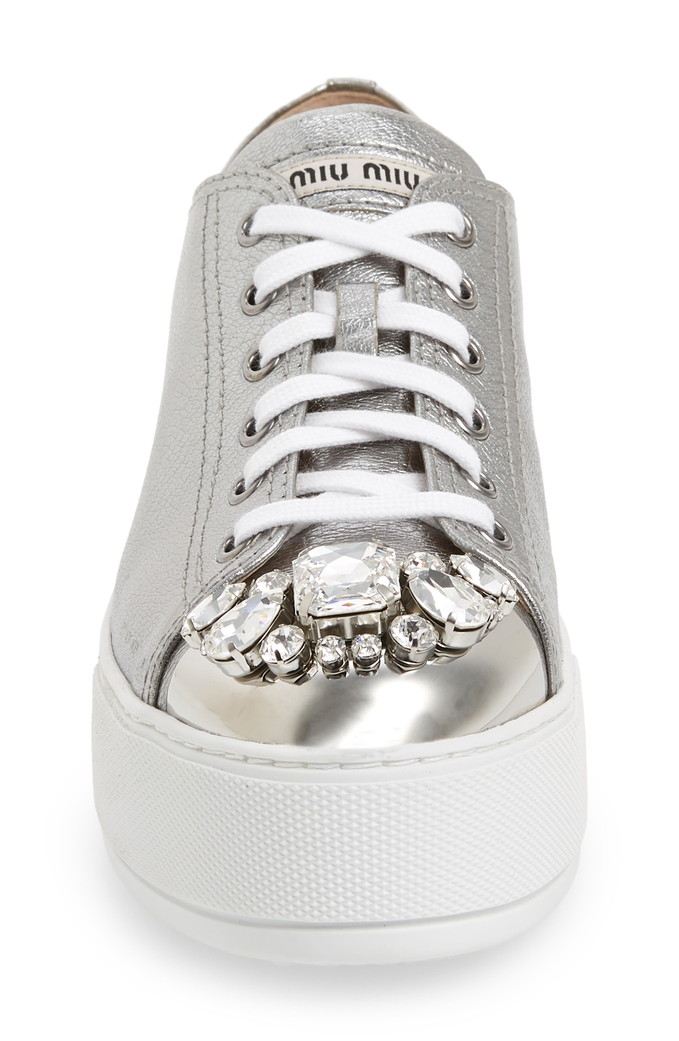 Crystal Cap Toe Sneaker, Alternate, color, SILVER
