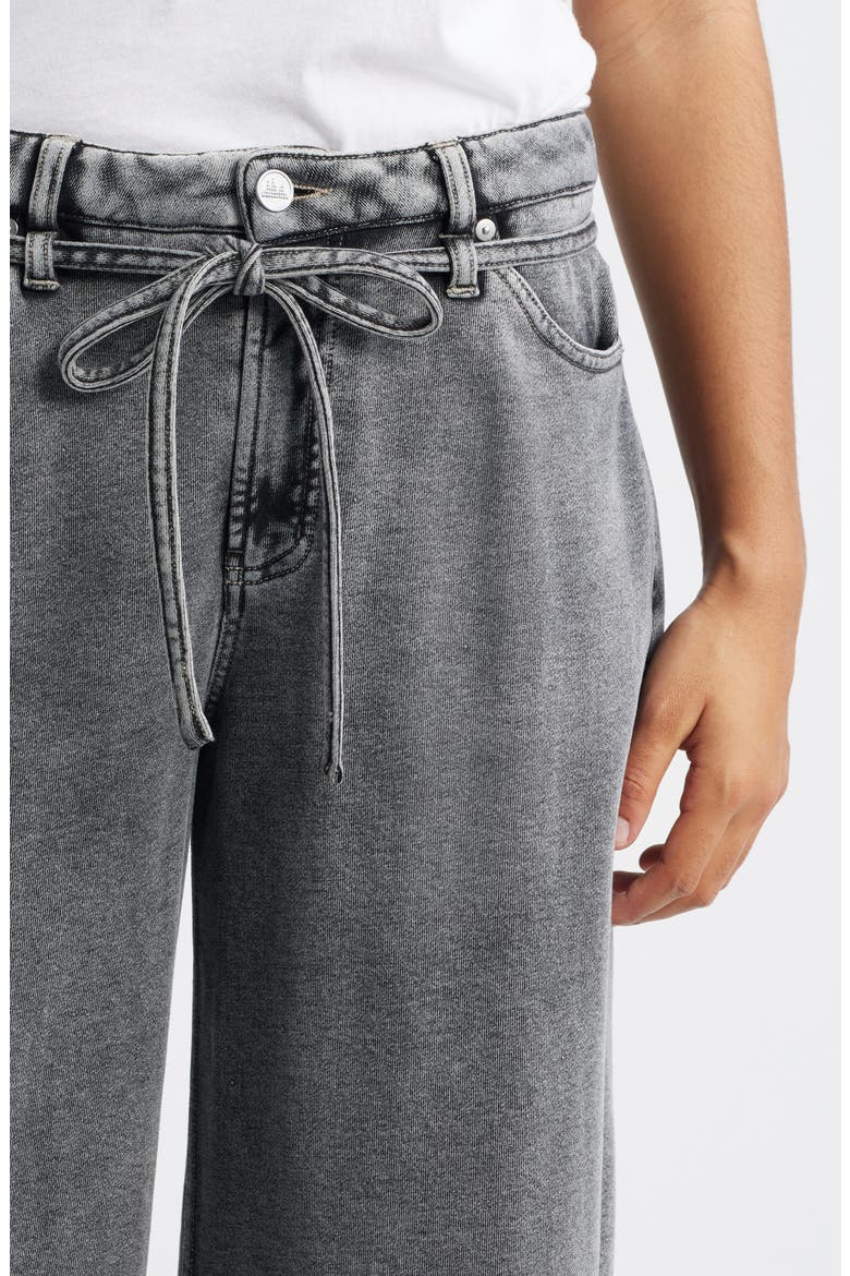 Wide Leg Drawstring Waist Knit Jeans, Alternate, color, WASHED BLACK