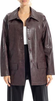 MAX STUDIO Oversize Croc-Embossed Faux Leather Jacket