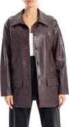 MAX STUDIO Oversize Croc-Embossed Faux Leather Jacket