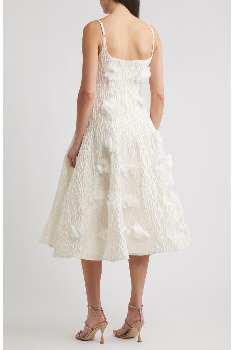 Petunia Bloom Sleeveless Satin Midi Dress, Alternate, color, WHITE