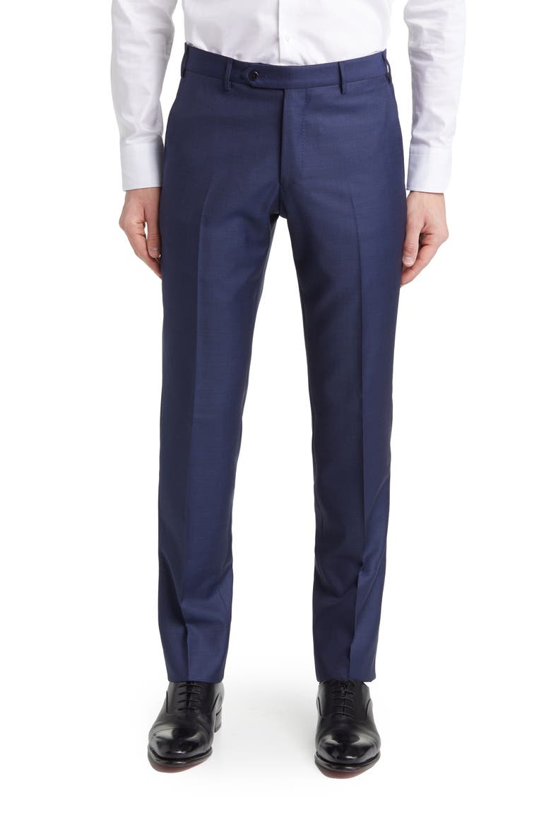 Parker Classic Wool Sharkskin Dress Pants, Main, color, BLUE