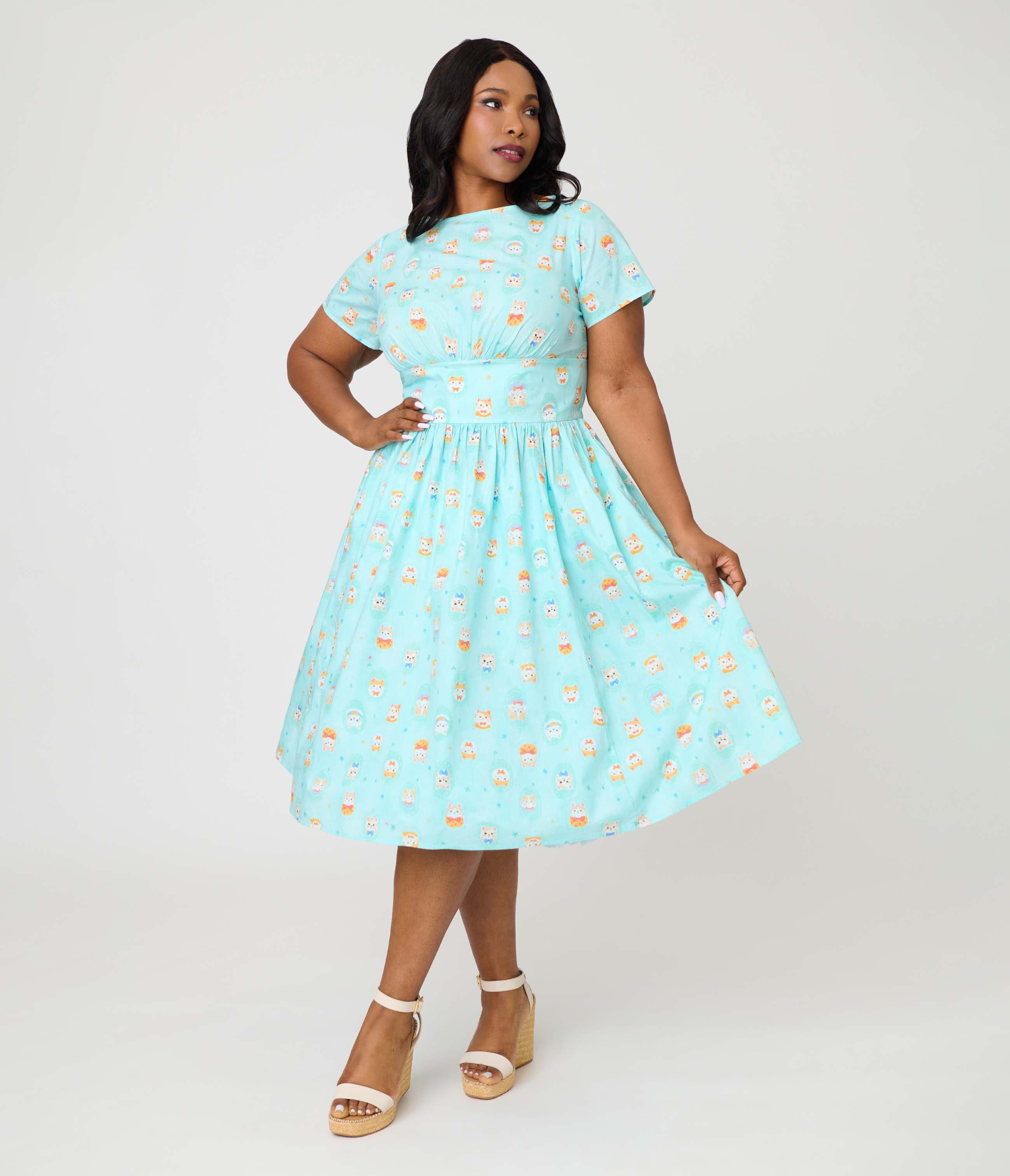 Blue w/ Cat Print