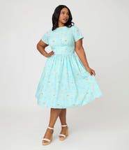 Unique Vintage Plus Size Smocked Back Swing Dress