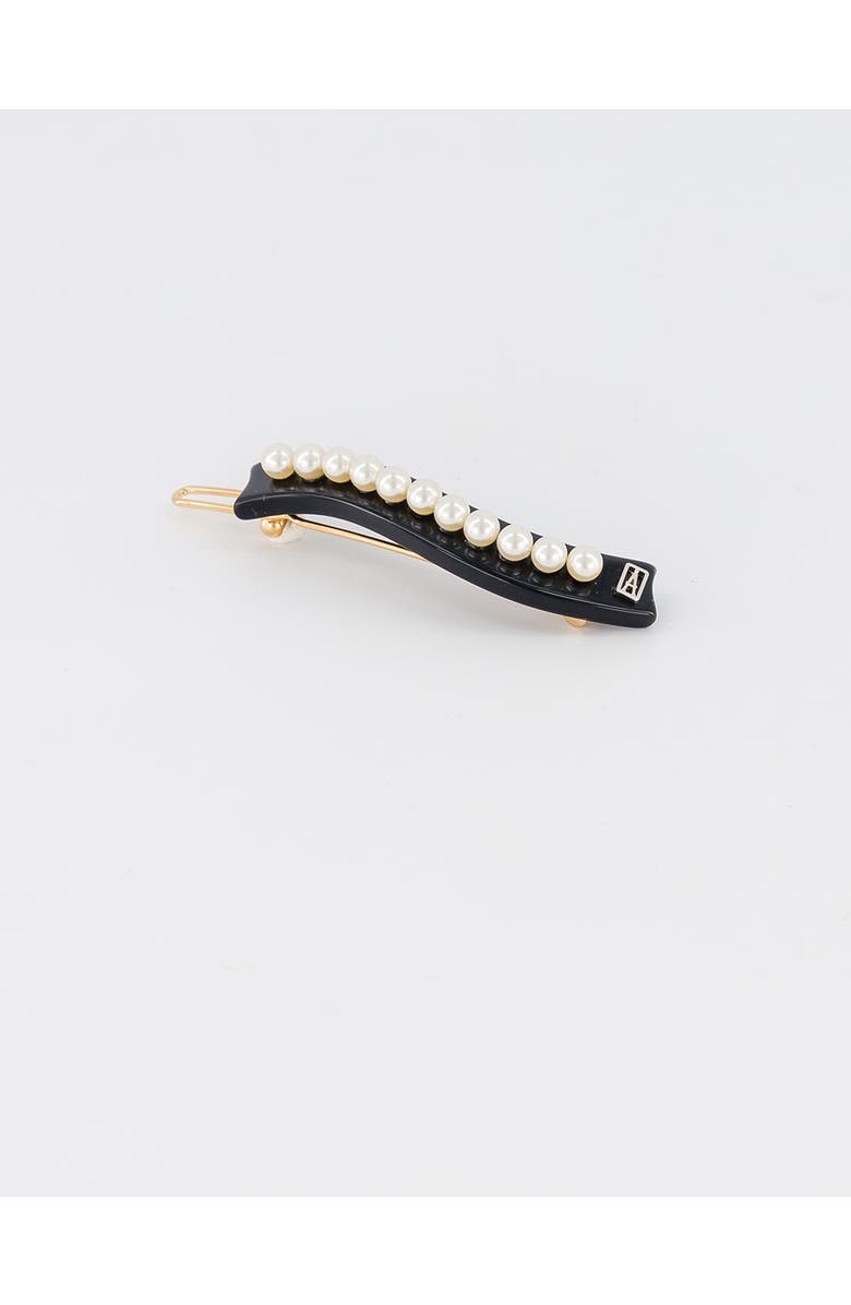 Alexandre de Paris Acetate and pearl side barette, Alternate, color, Black