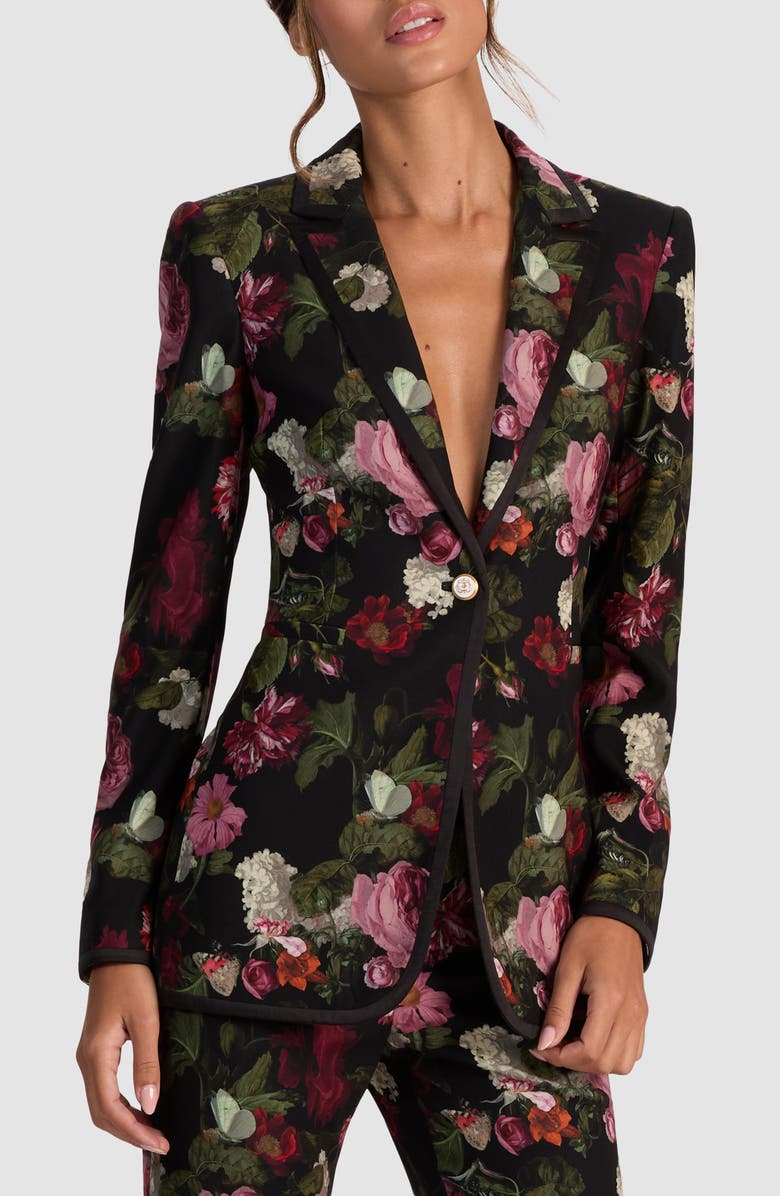 Alice + Olivia Breann Floral Fitted Blazer, Main, color, Be Still