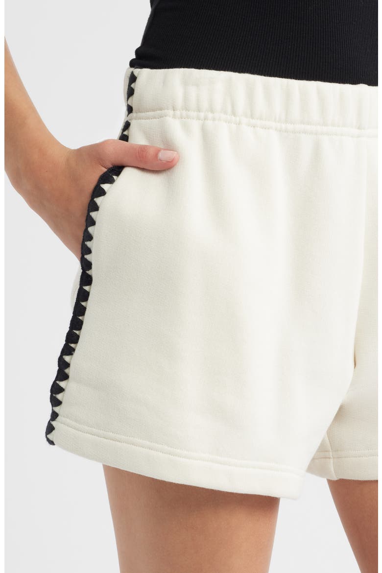 Blanket Stitch Terry Sweat Shorts, Alternate, color, CHALK