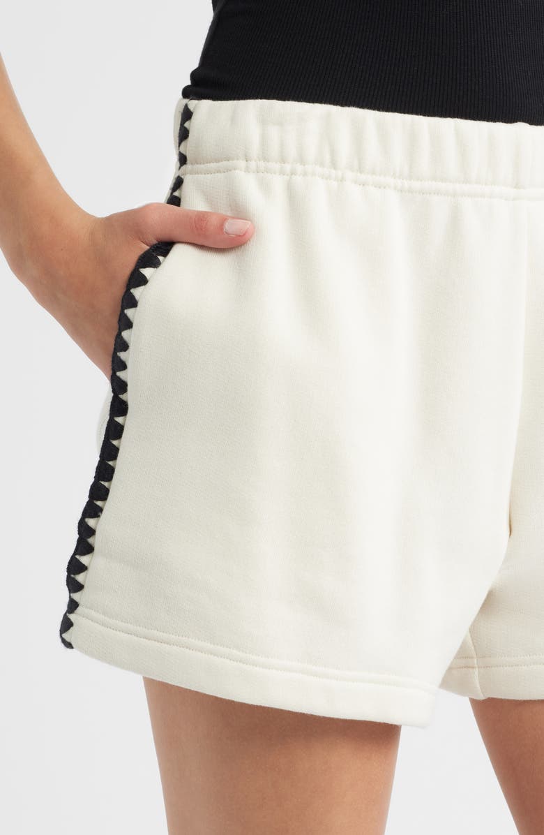 rag & bone Blanket Stitch Terry Sweat Shorts, Alternate, color, Chalk