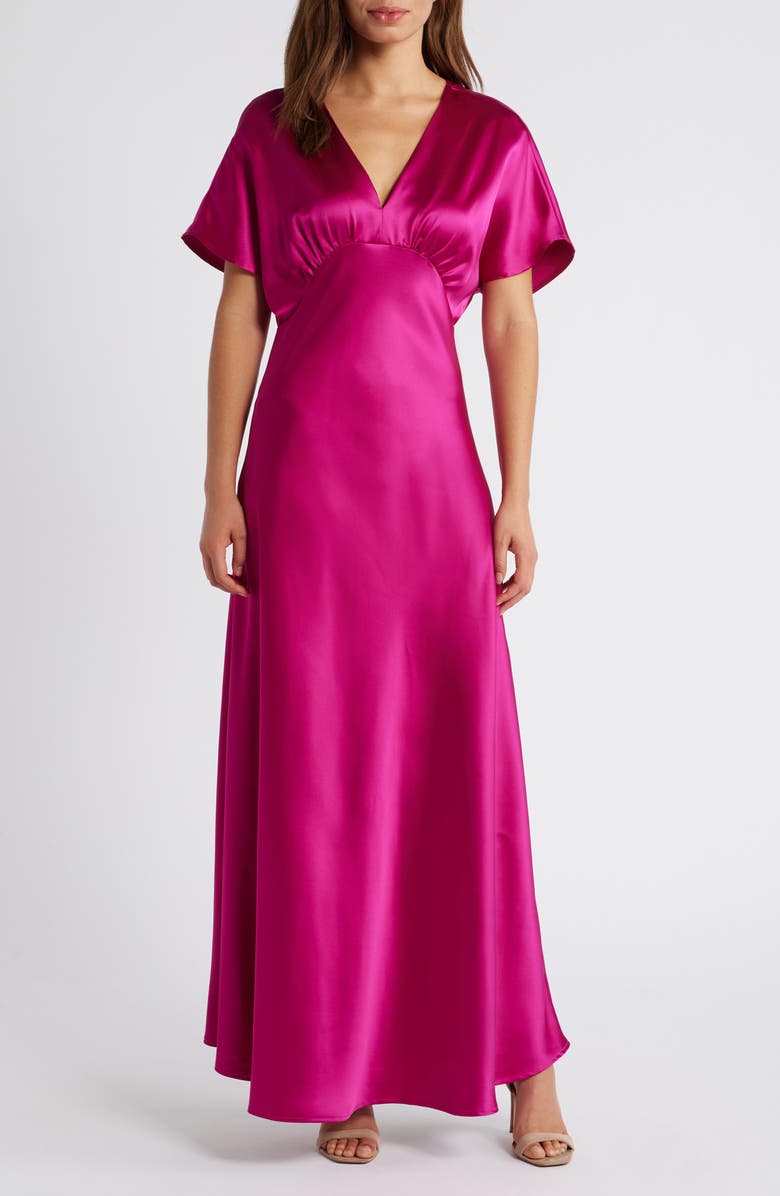 CeCe Dolman Sleeve Satin Cocktail Midi Dress, Main, color,