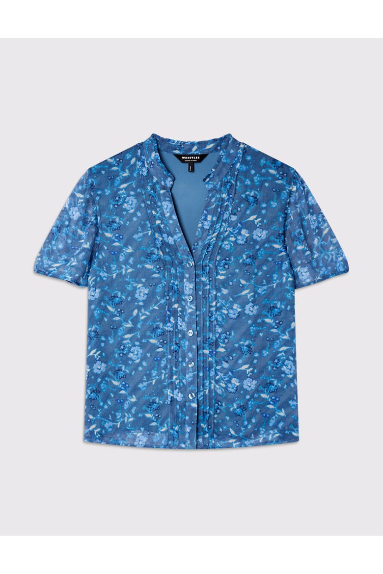 Ditsy Floral V Neck-Blouse, Alternate, color, Teal/Multi