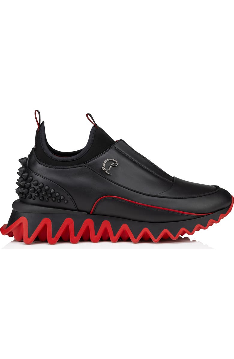 Christian Louboutin Sharkyloub Spikes Slip-On Sneaker, Alternate, color, Black