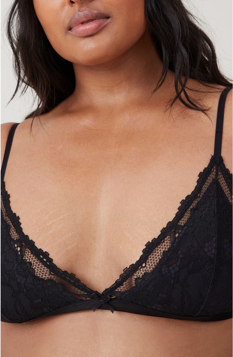 COTTON ON BODY Women's Everyday Lace Triangle Padded Bralette, Alternate, color, Black