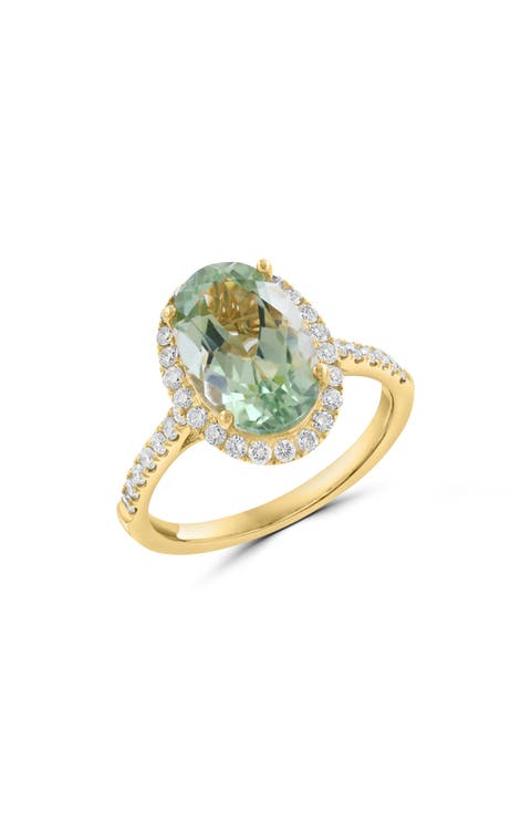 Diamond & Green Amethyst Ring