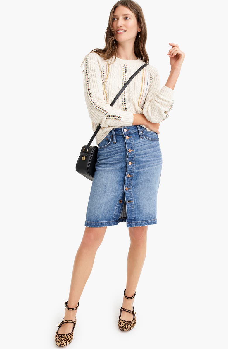 J.Crew The Reeds X J.Crew Rainbow Cable Knit Sweater, Alternate, color, 