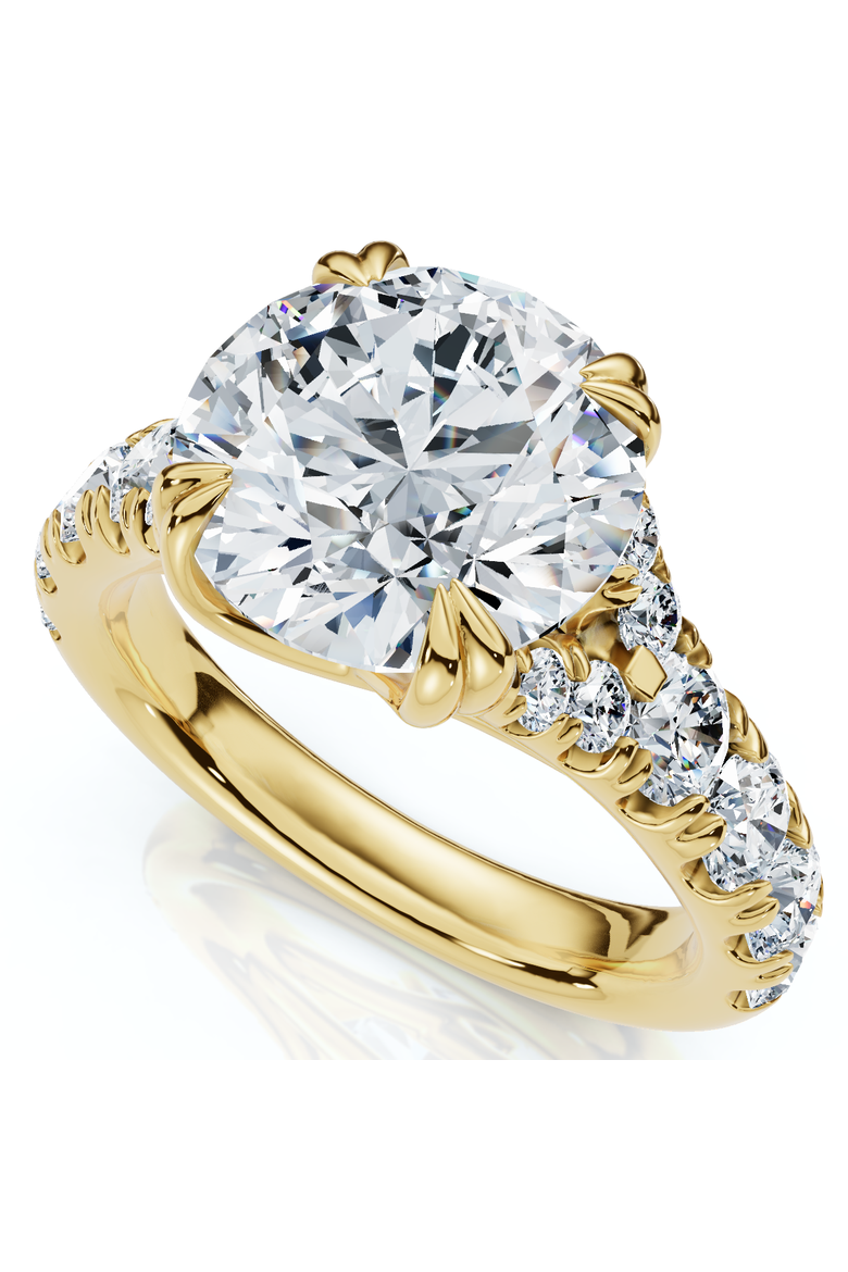 Certified 4Ct Vivian Diamond Engagement Round Diamond Ring 14k Gold Lab Grown, Main, color, 14k Yellow Gold
