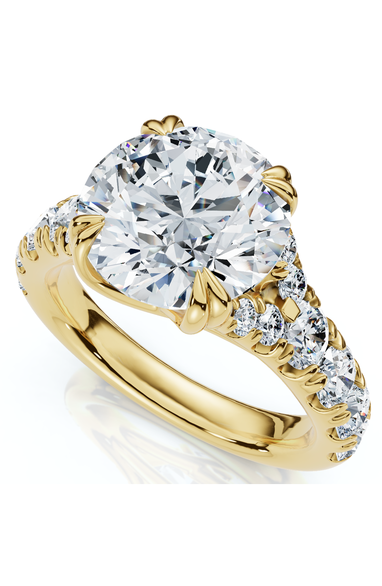 Bliss Diamond Certified 4Ct Vivian Diamond Engagement Round Diamond Ring 14k Gold Lab Grown, Main, color, 14K Yellow Gold