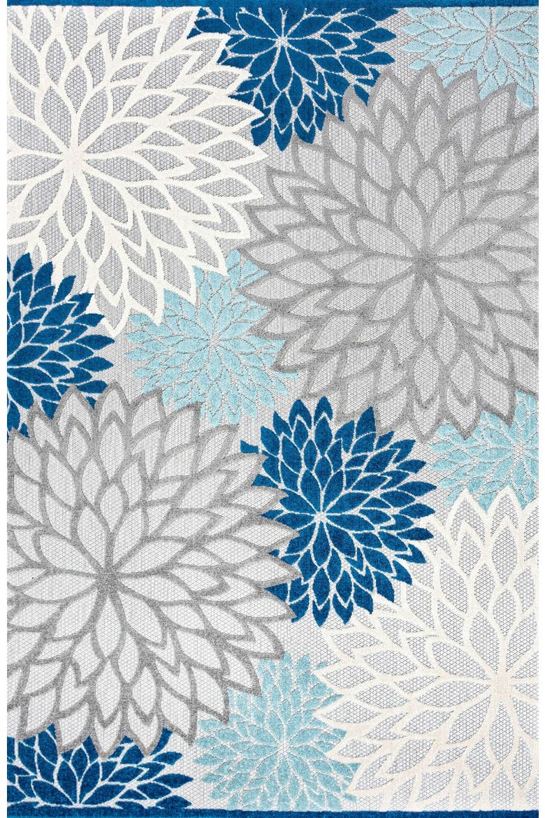 Minori Floral High-Low Indoor/Outdoor Area Rug, Main, color, Blue/Gray