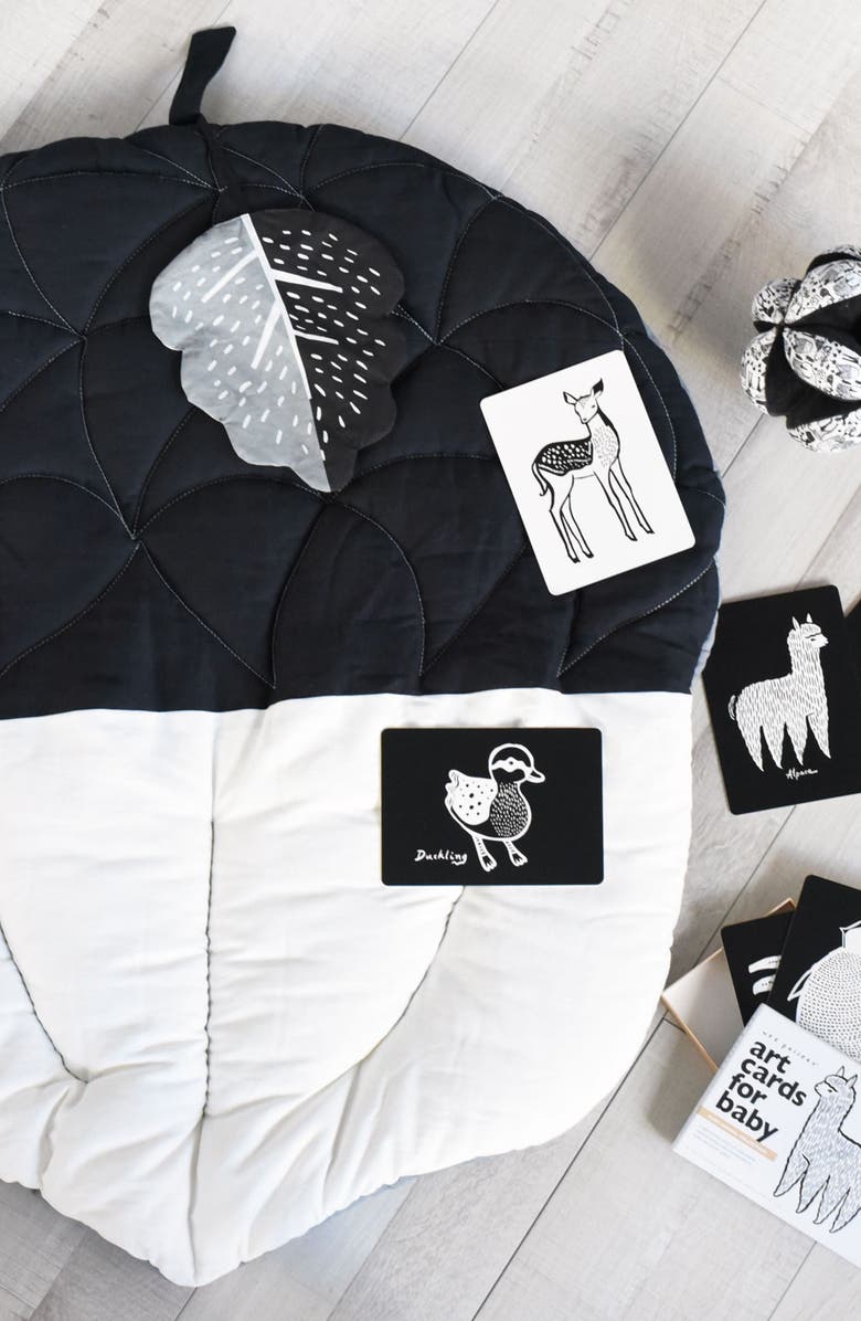 Wee Gallery Quilted Playmat - Acorn with Crinkle Toy, Alternate, color, Black And White