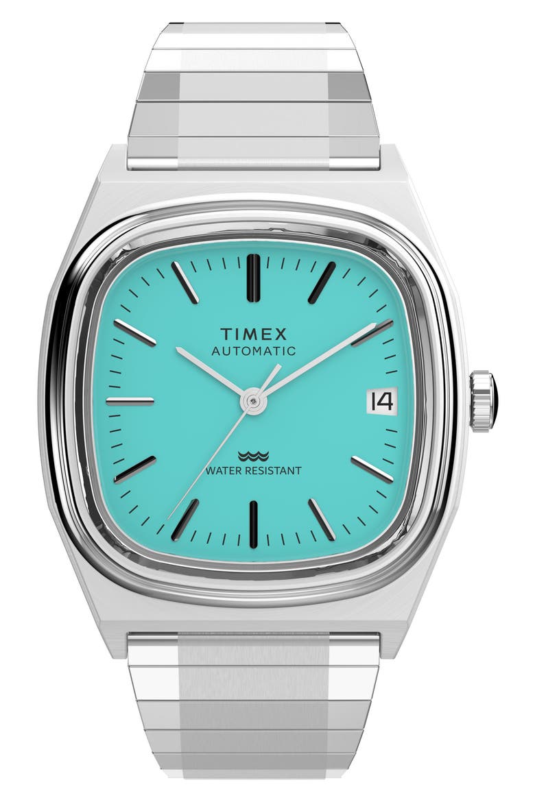 Automatic 1983 E-Line Reissue Bracelet Watch, 34mm, Main, color, BLUE/ SILVER