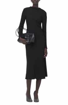 Ruched Long Sleeve Midi Dress