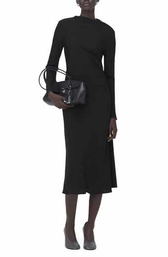 Ruched Long Sleeve Midi Dress