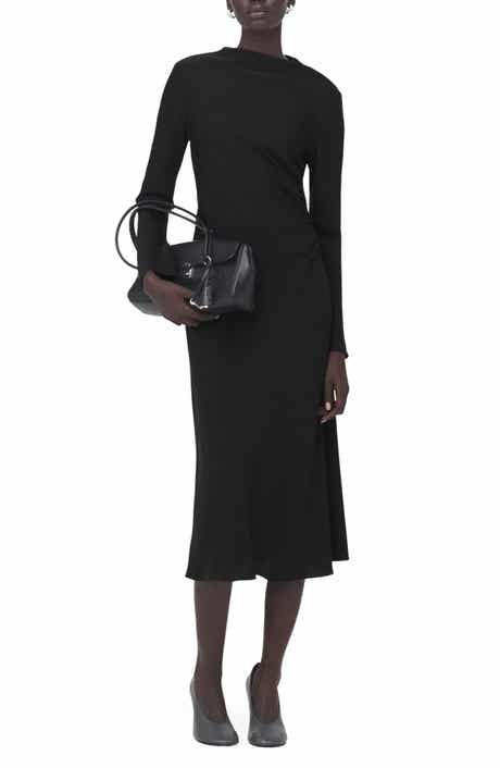 Ruched Long Sleeve Midi Dress