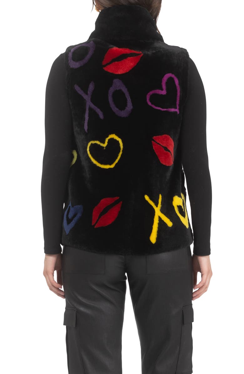 GORSKI Reversible Select Genuine Shearling Vest, Alternate, color, Black/Xo Multi