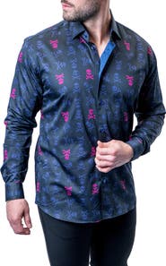 Maceoo Einstein Skull Line Contemporary Fit Button-Up Shirt